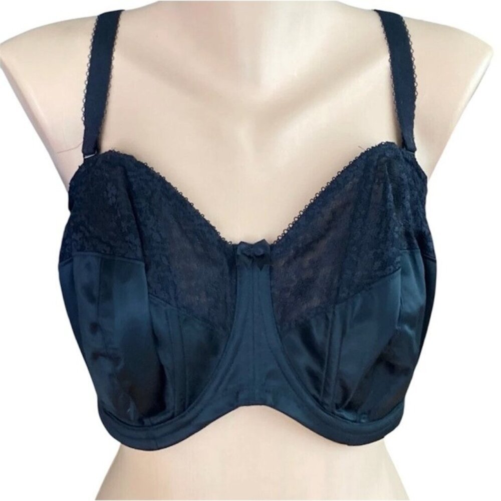 Goddess Adelaide Black Lace Underwire Full Coverage Bra Size 38G